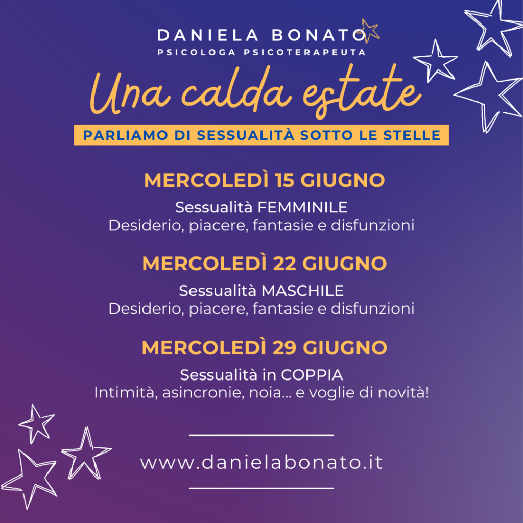 Daniela Bonato psicologa | incontri Giugno 22 | Una calda estate